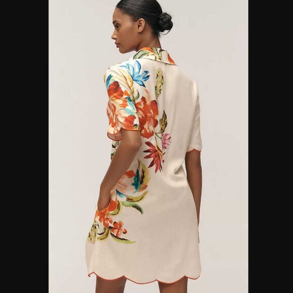 New L Farm Rio x Anthropologie scalloped shirt dress - Picture 3 of 11